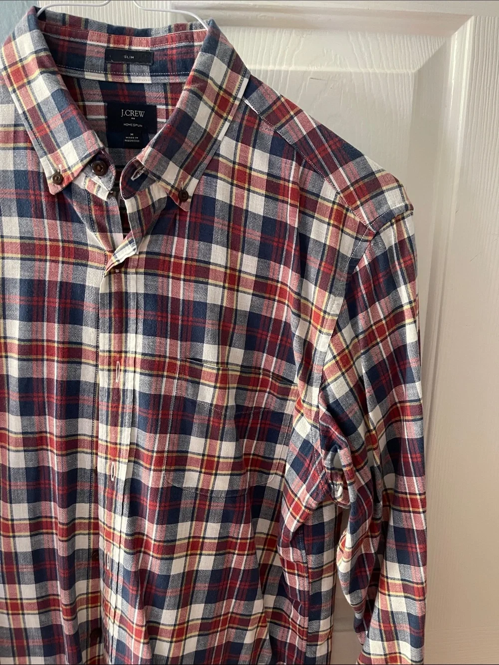 J. Crew Navy, Red & Cream Plaid Button-Down Shirt